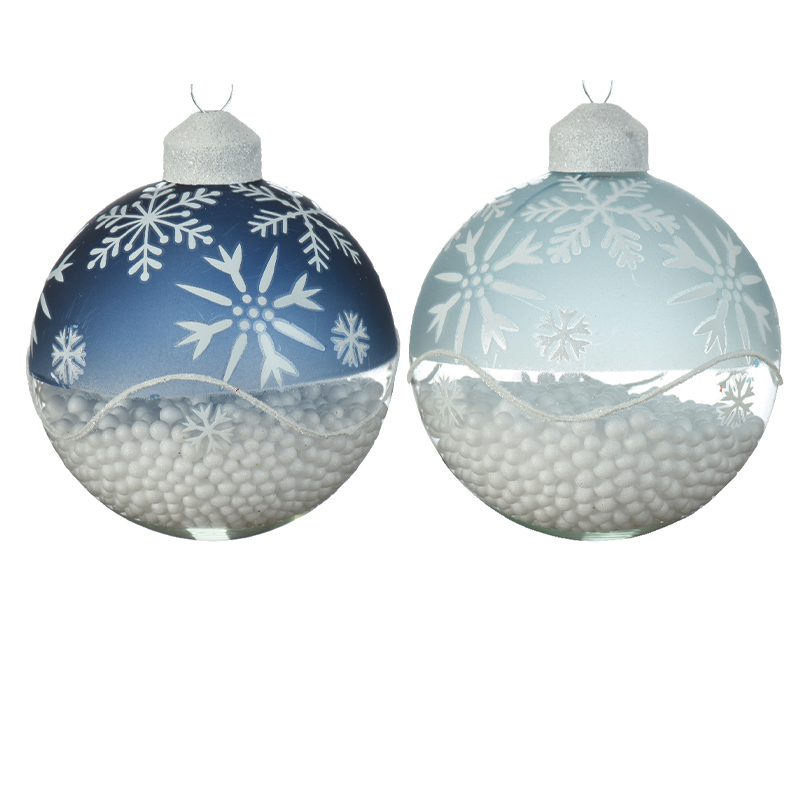 Bola de Navidad de cristal azul y celeste Ø8cm