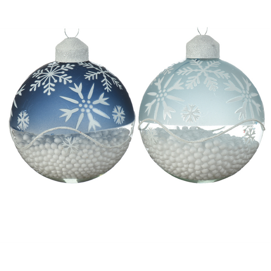 Bola de Navidad de cristal azul y celeste Ø8cm