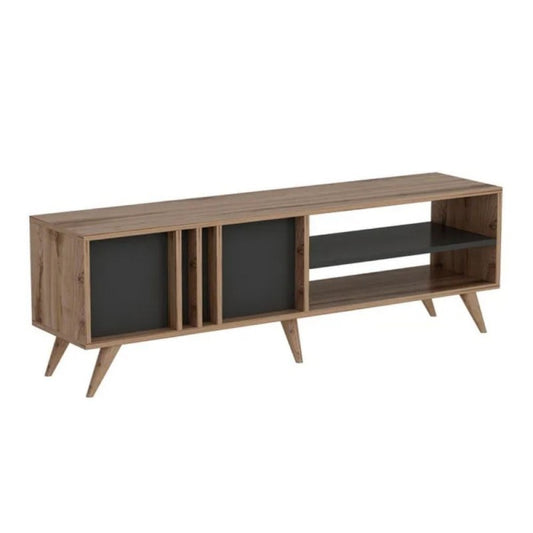 Mueble TV nogal antracita 150x35x48h cm