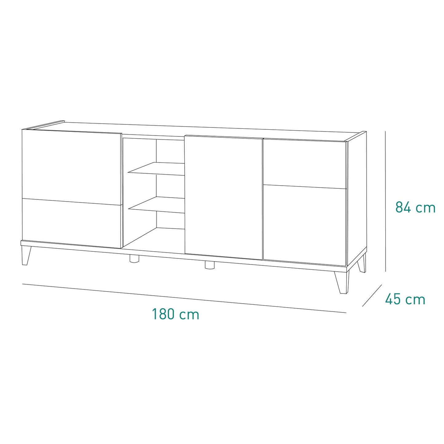 Mueble contenedor bajo Vittoria con 3 puertas y 1 compartimento