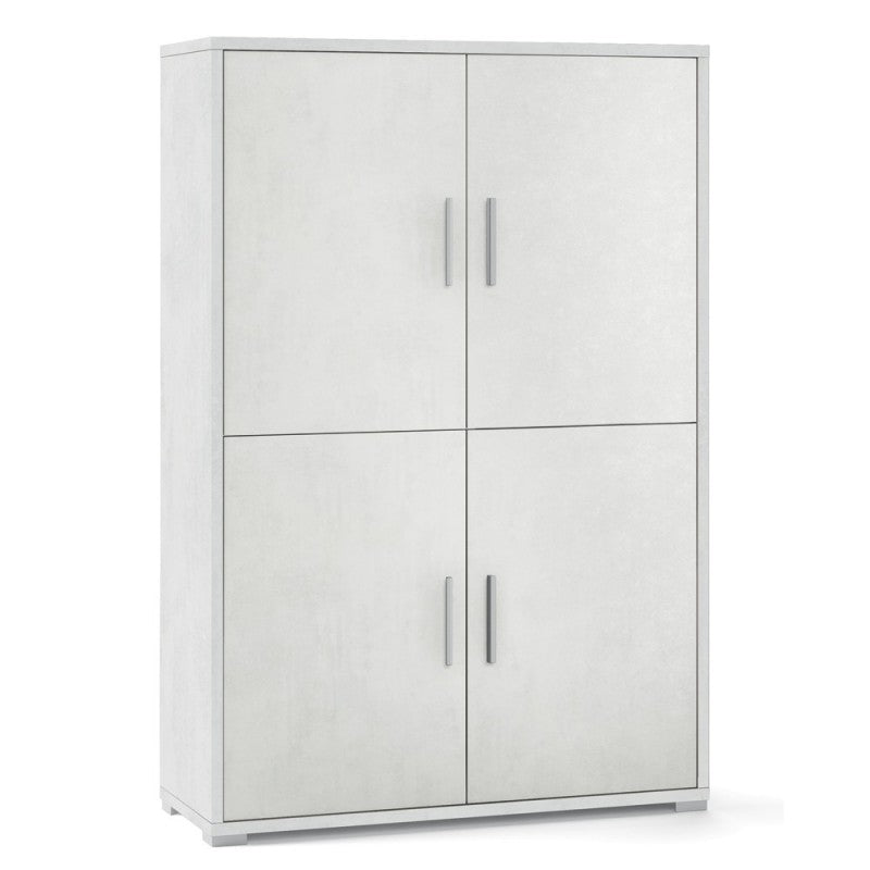 Aparador con cuatro puertas y cuatro estantes en madera Ossido White 108x41x h161 cm