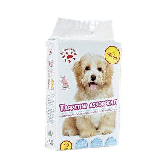 Set de 10 esterillas absorbentes para perros y gatos 60x90