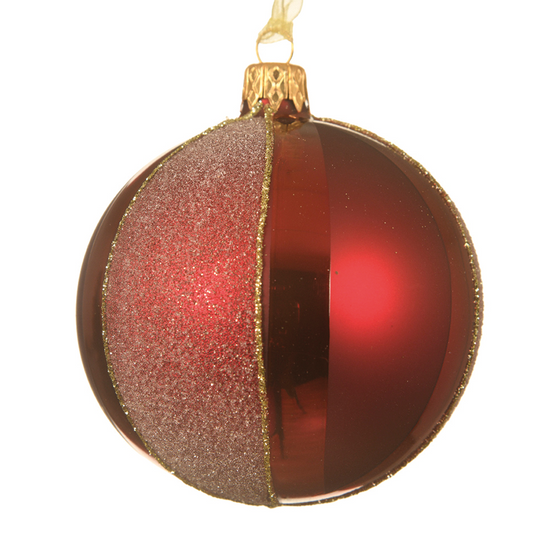 Bola de Navidad roja con segmentos Ø8 cm