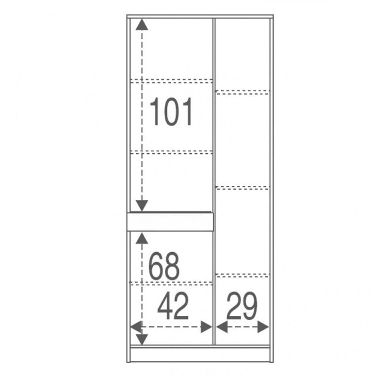 Armario multiusos tres puertas y un cajón Eucalipto 77x34x h183 cm