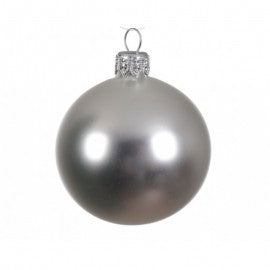 Bola de Navidad de cristal Plata MATE 6 cm