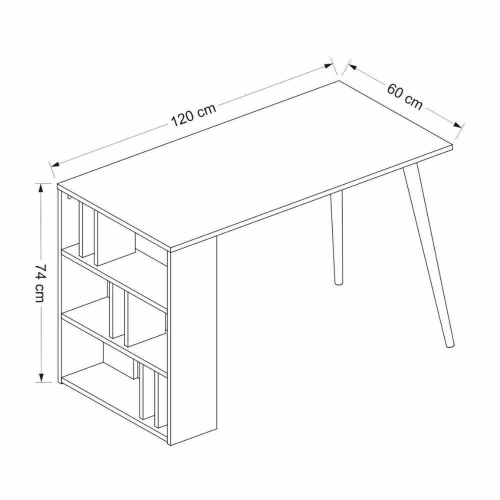 Escritorio Pina 120 con librería lateral nogal antracita