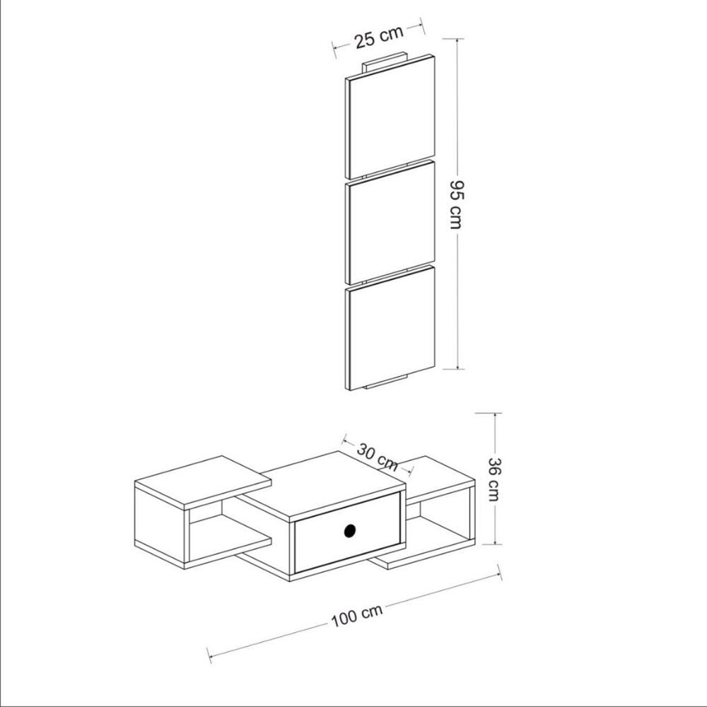 Mueble de entrada de pared Dorado antracita con espejo