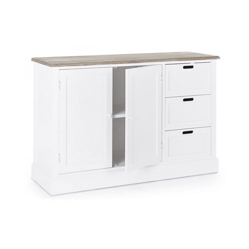 Aparador de MDF blanco con dos puertas y tres cajones DOROTEA 123x40x h82 cm