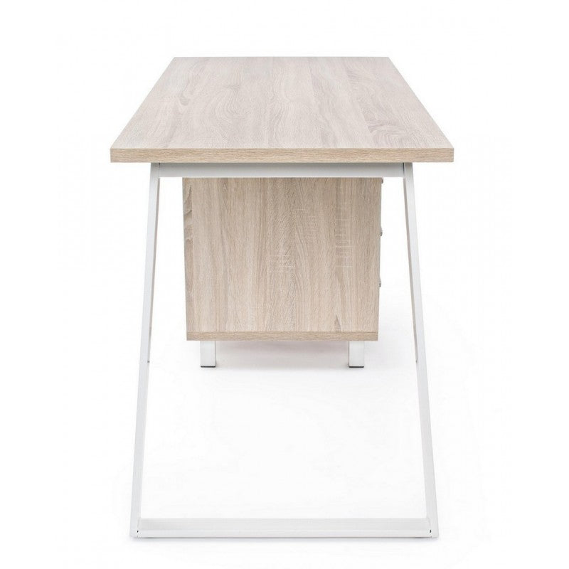 Escritorio de madera blanco con cómoda Armande 140 x 60 x 76 h cm